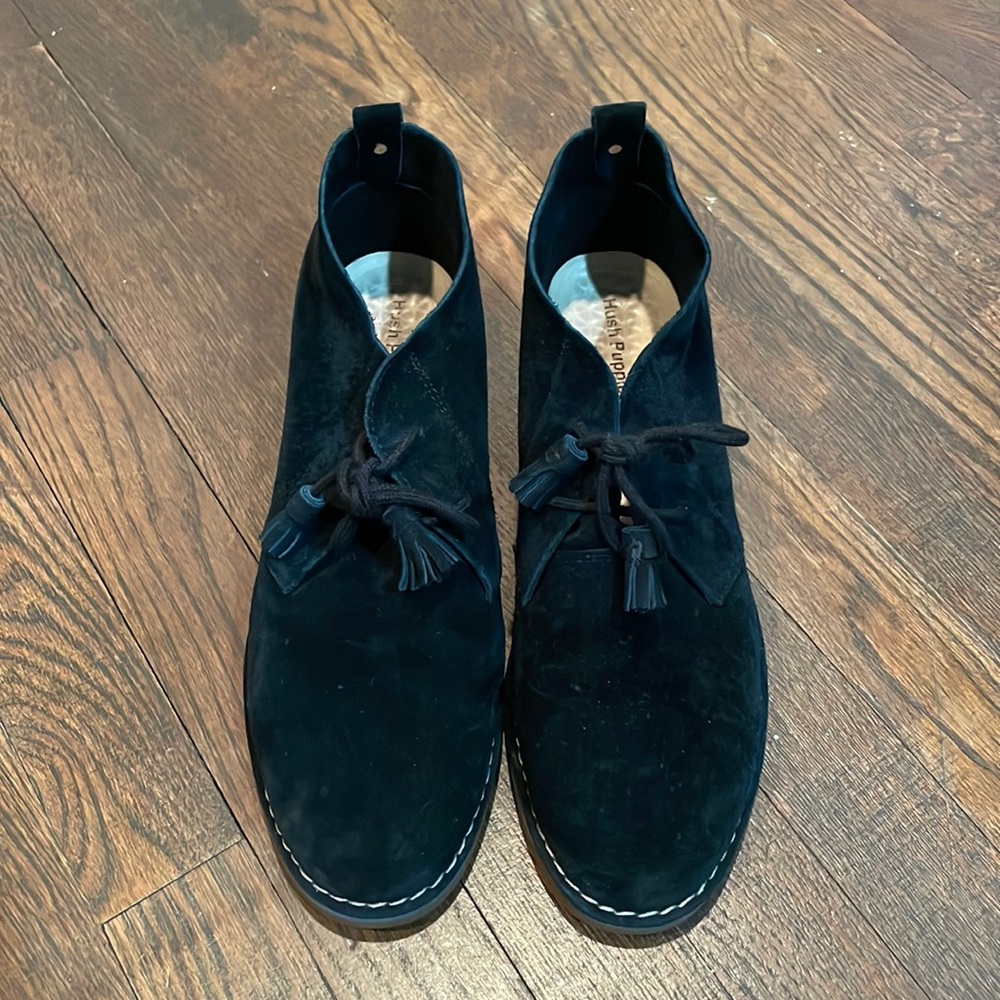 Black suede booties